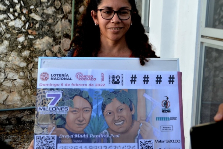 “Trabajo Digno”, mural de artista yucateca, la nueva imagen del billete de la Lotería Nacional