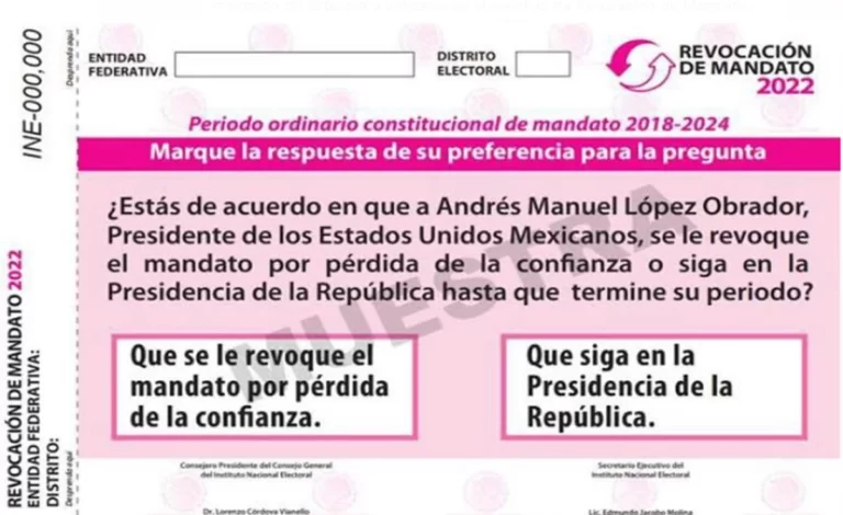 TEPJF rechaza modificar la boleta para la consulta de Revocación de Mandato