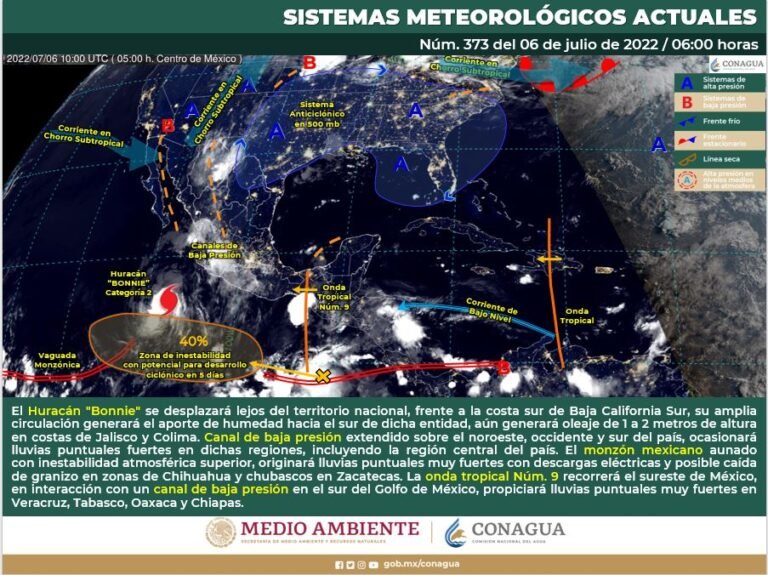 Con tormentas eléctricas la onda tropical número 9 recorrerá el sureste